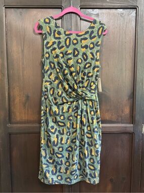 Philosophy Green Leopard Print Dress with Mustard and Black Animal Print Spots